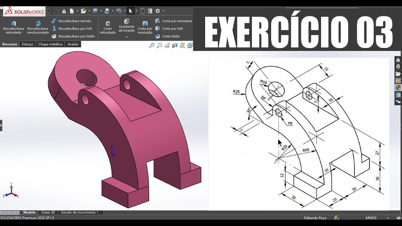 SOLIDWORKS PARA INICIANTES - EXERCÍCIO 03