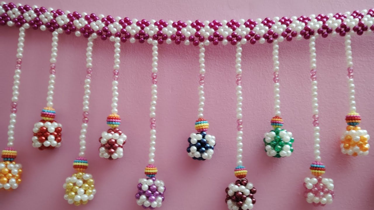 How to make beads beautiful bandhanwar at  home #diy #moti #pearlhandmade #bandhanwar