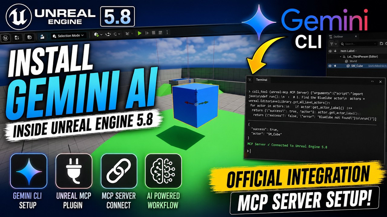 Установка Gemini AI в Unreal Engine 5.8 | Официальная интеграция Gemini CLI и настройка MCP-сервера