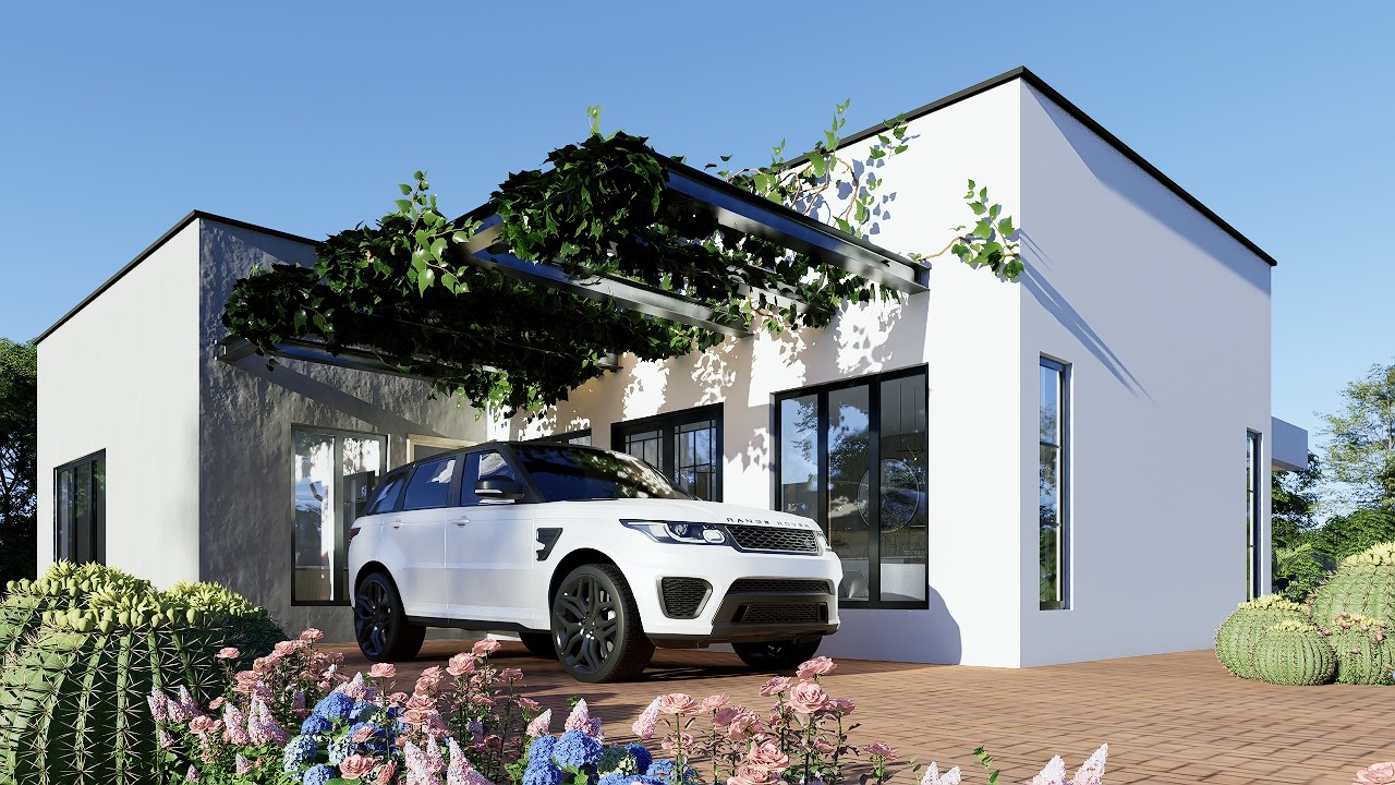 14m x 16m Modern House Design 4 Bedroom with Car Port