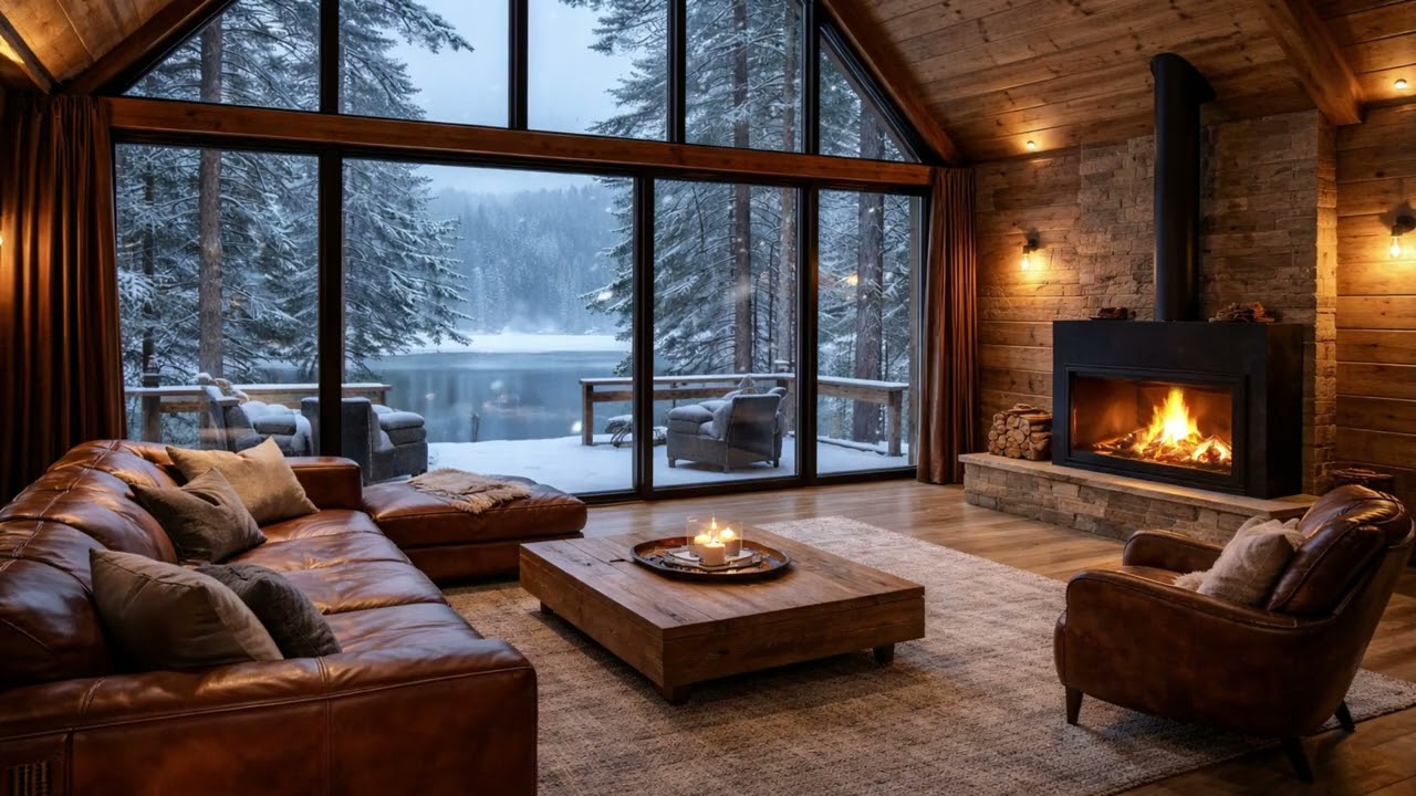 Quiet Winter Jazz ❄️ Fireplace Deep Sleep, Study & Relax Ambience