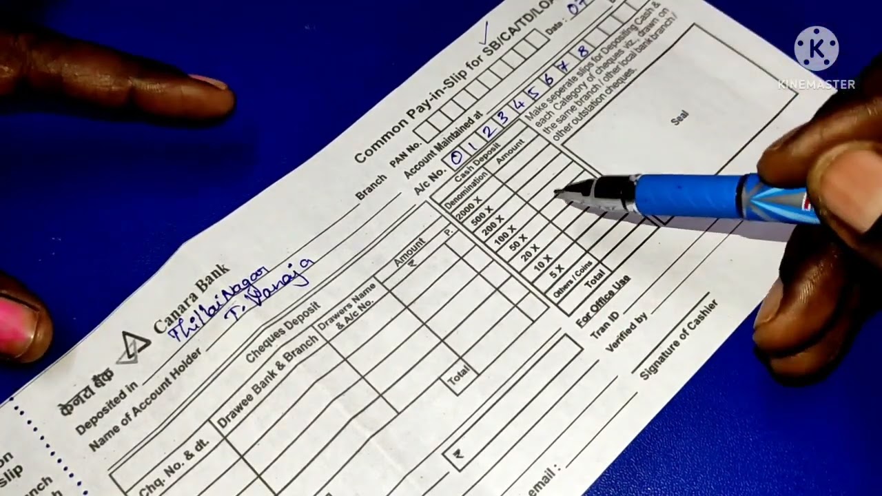 How to fill canara bank deposit slip in tamil/Savings bank deposit form filling in tamil
