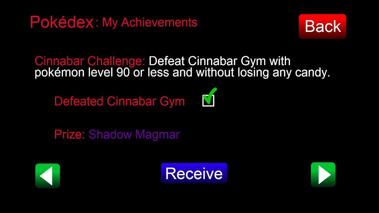 Pokémon Tower Defense: Cinnabar Gym Achievements