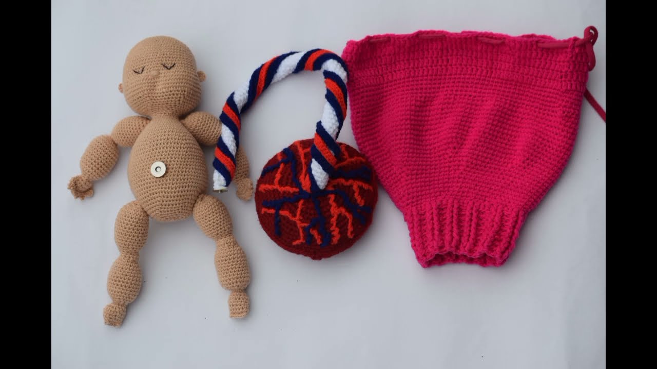 Hand Made Child Birth Education Props | Crochet Baby With Placenta with AmbicalCord in  Uterus Model