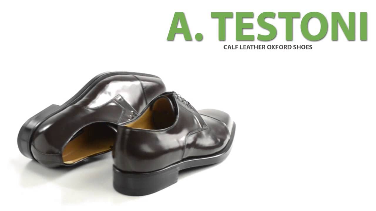 A. Testoni Calf Leather Oxford Shoes - Cap Toe (For Men)