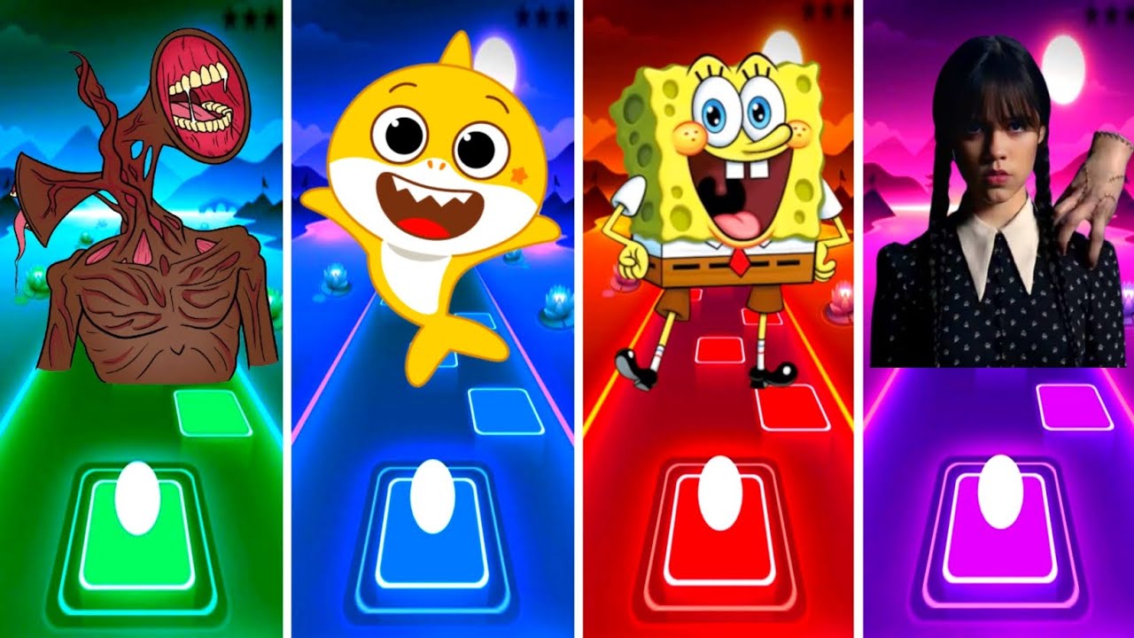 Siren Head 🆚 Baby Shark Dance 🆚 Spongbob 🆚 Wednesday.💥Who Is The Best? 🤔