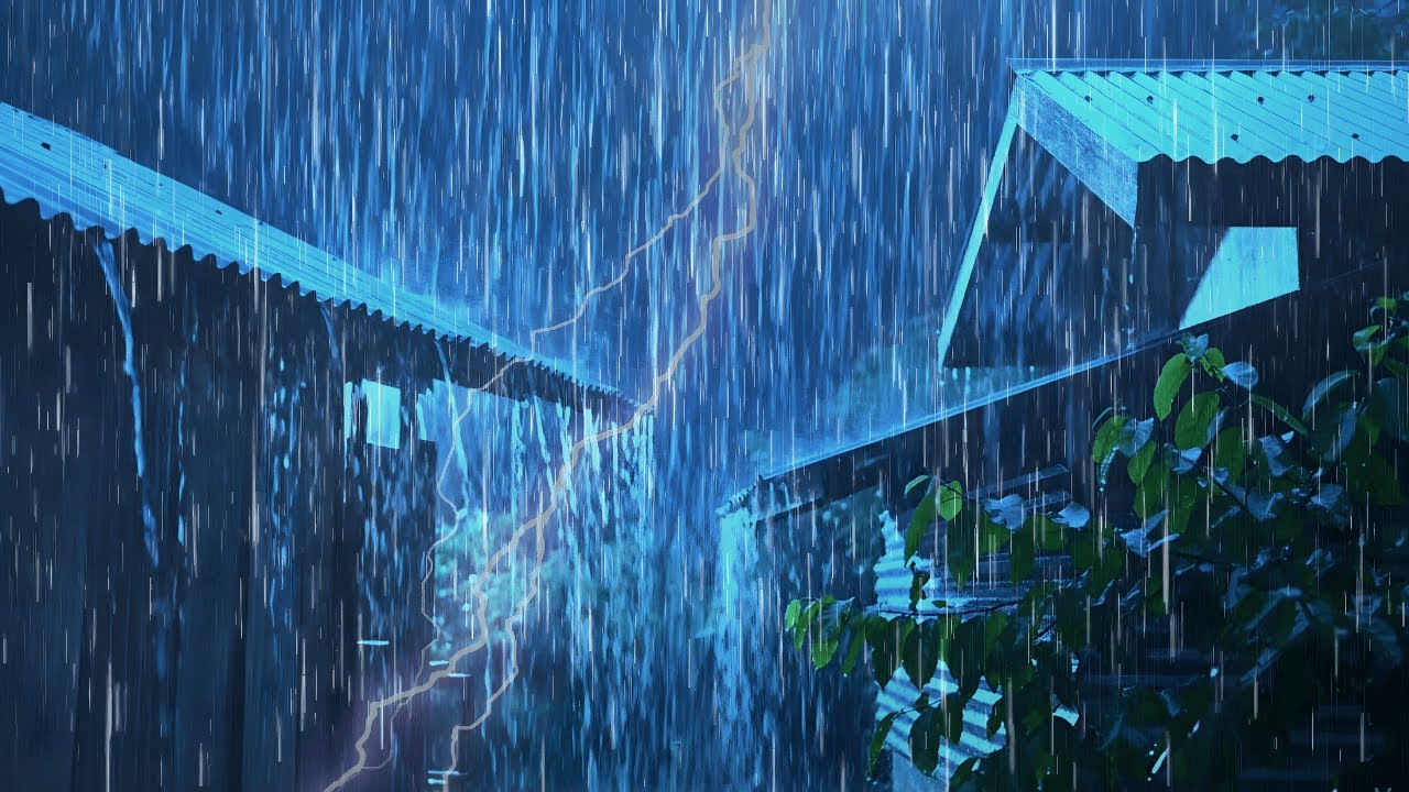 Heavy Night Rain & Thunder Ambience ⛈️ White Noise for Deep Sleep and Relaxation