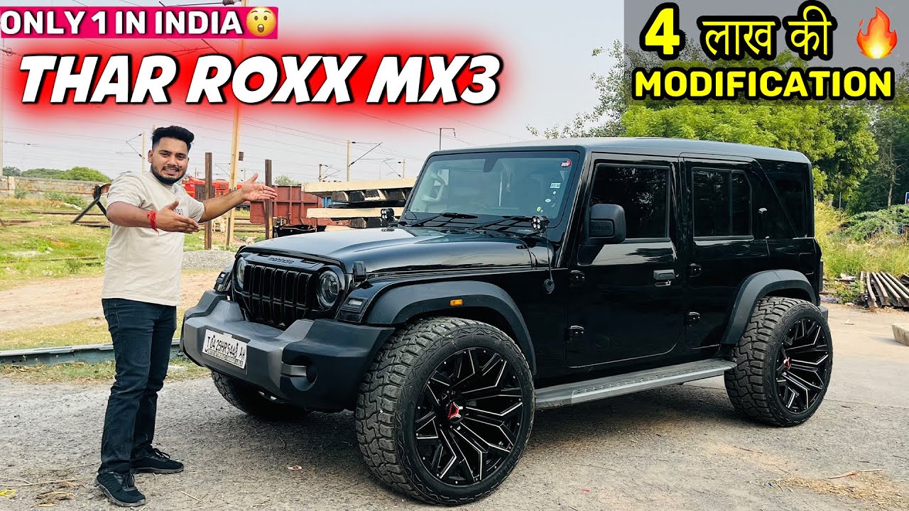 Thar Roxx को बाना दिया Black Beast  Thar Roxx Mx3 Ownership 😱22 inch Alloy Wheels
