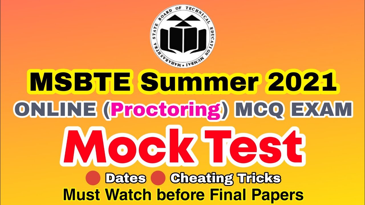 Msbte Summer 2021 Exam | Mock Test Final Dates | Msbte New Circular
