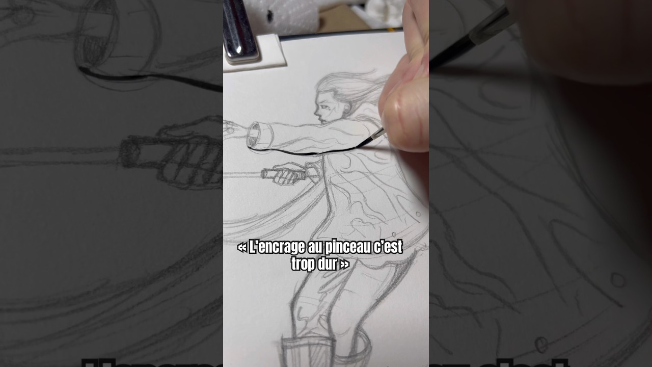 L&rsquo;encrage au pinceau 🫠 #dessin #illustration #dessiner #encredechine #dessinateur #mangaka #artiste