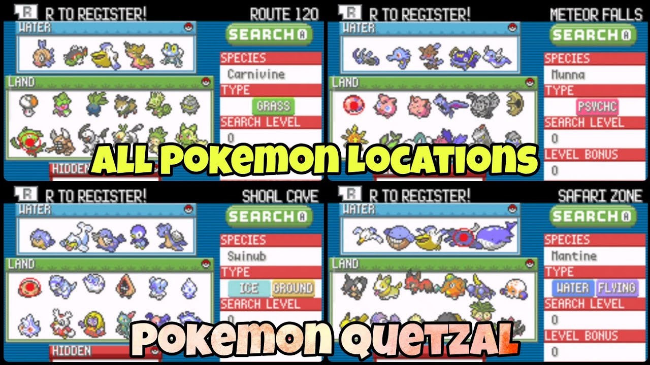 Pokemon Quetzal All Pokemon Locations | Wild Encounter Of All Routes, Caves, Safari Zone And Others