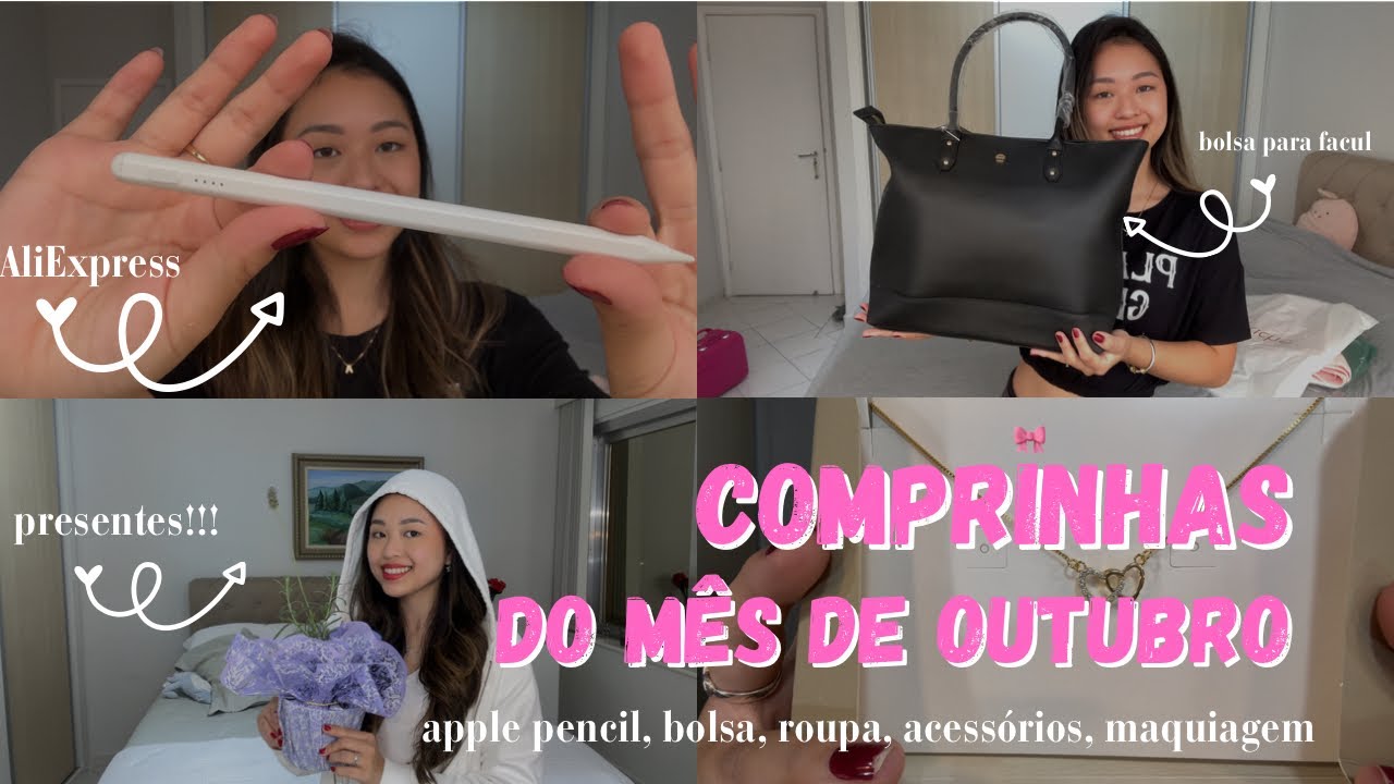 comprinhas do mês de outubro! 🩷🎀 apple pencil, youcom, acessórios, maquiagem, roupas
