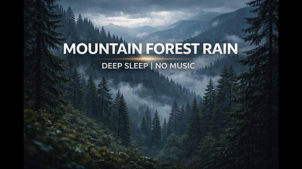 Mountain Forest Rain Sounds 🌧️🏔️ | Deep Sleep & Calm Night | No Music