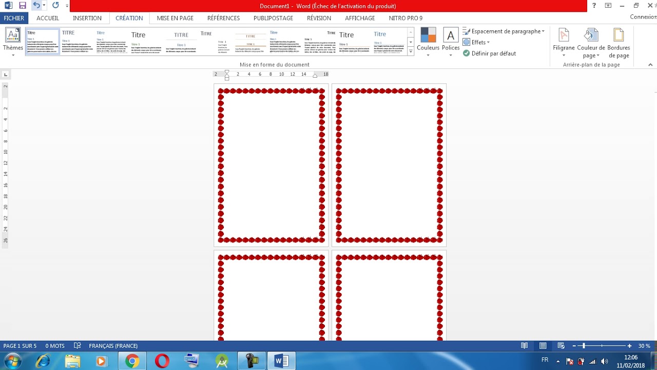premiere page diff&eacute;rente - bordure de page-