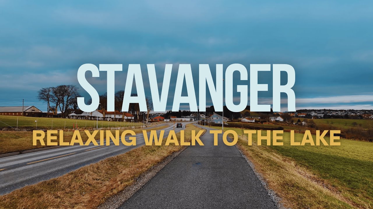 Stavanger 🇳🇴 | 4K Relaxing walk to the lake in sunset, peaceful and beautiful nature