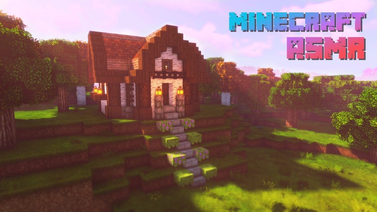 Minecraft ASMR | Building a Fairytale Woodland Cottage 🏡 Whispers / Rain / Music