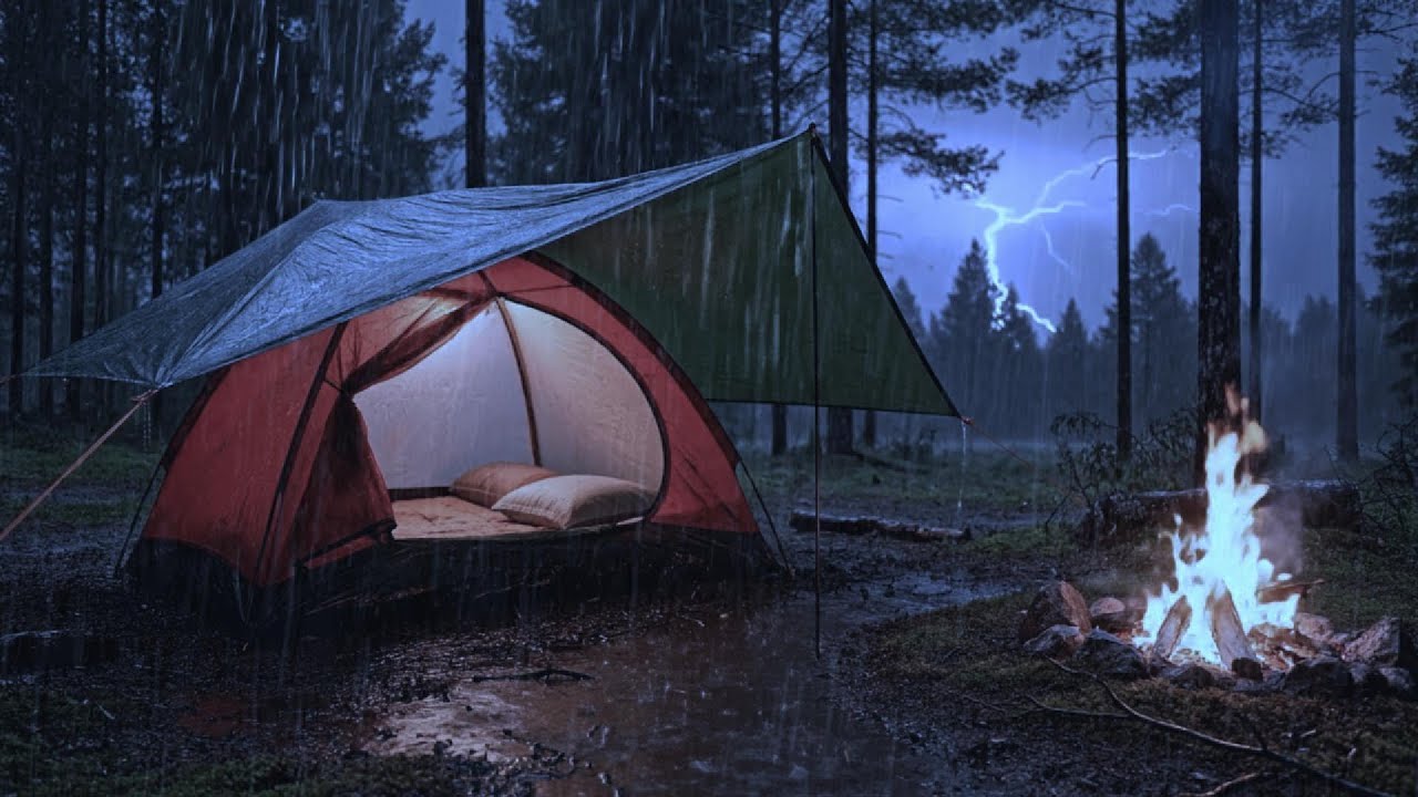 Night Rain Sounds in the Deep Mountains 🌧 (No Ads) — Woodland Rain on a Cozy Tent for Deep Sleep