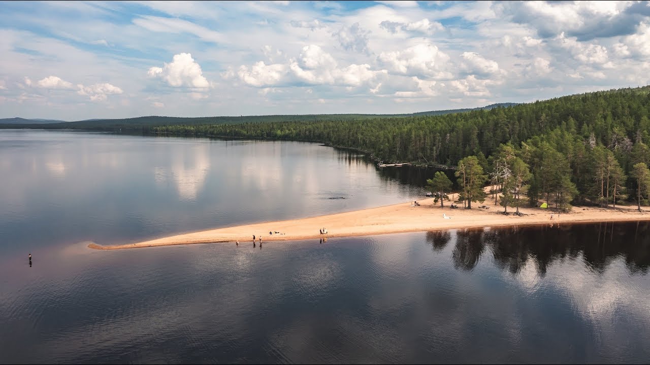Miekojärvi Arctic Circle Lake in Pello & Ylitornio Lapland Finland with Orhinselkä Beach