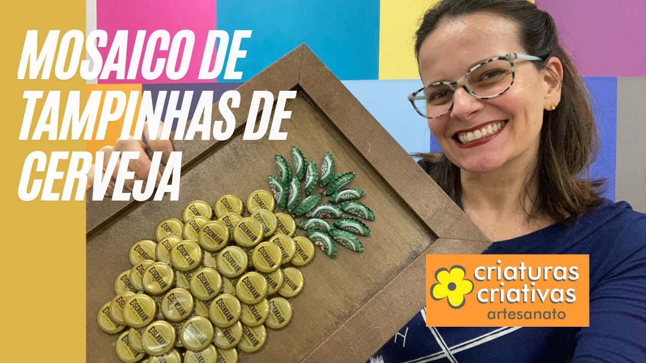Mosaico de tampinhas de cerveja