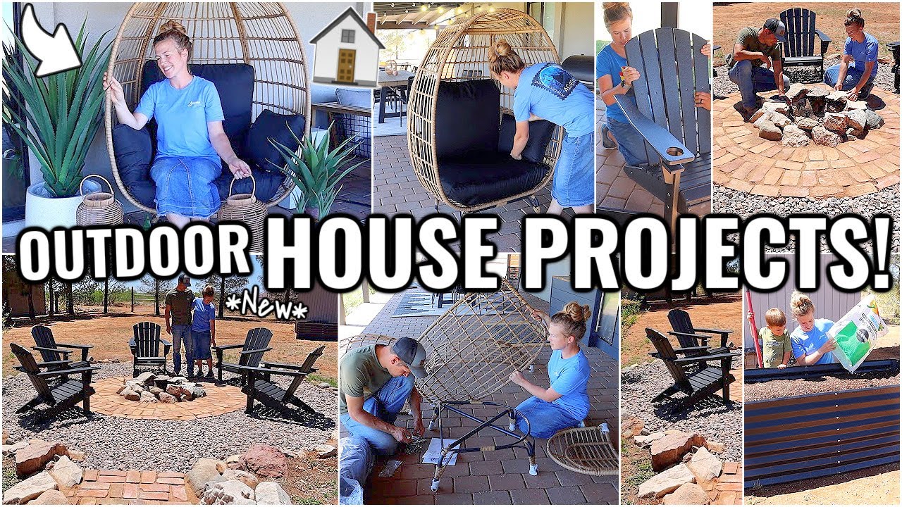 OUTDOOR HOUSE PROJECTS!! BEFORE AND AFTER FIRE PIT MAKEOVER | OUTDOOR DECORATING