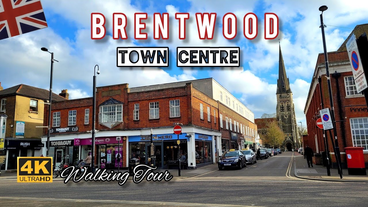 [4K] 🇬🇧 Early Spring Walk in Brentwood Town Centre, England