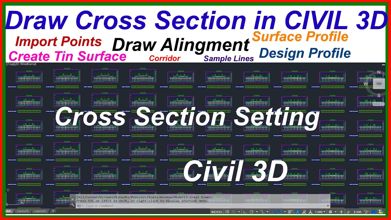 Cross Section Draw in AutoCAD Civil 3D.