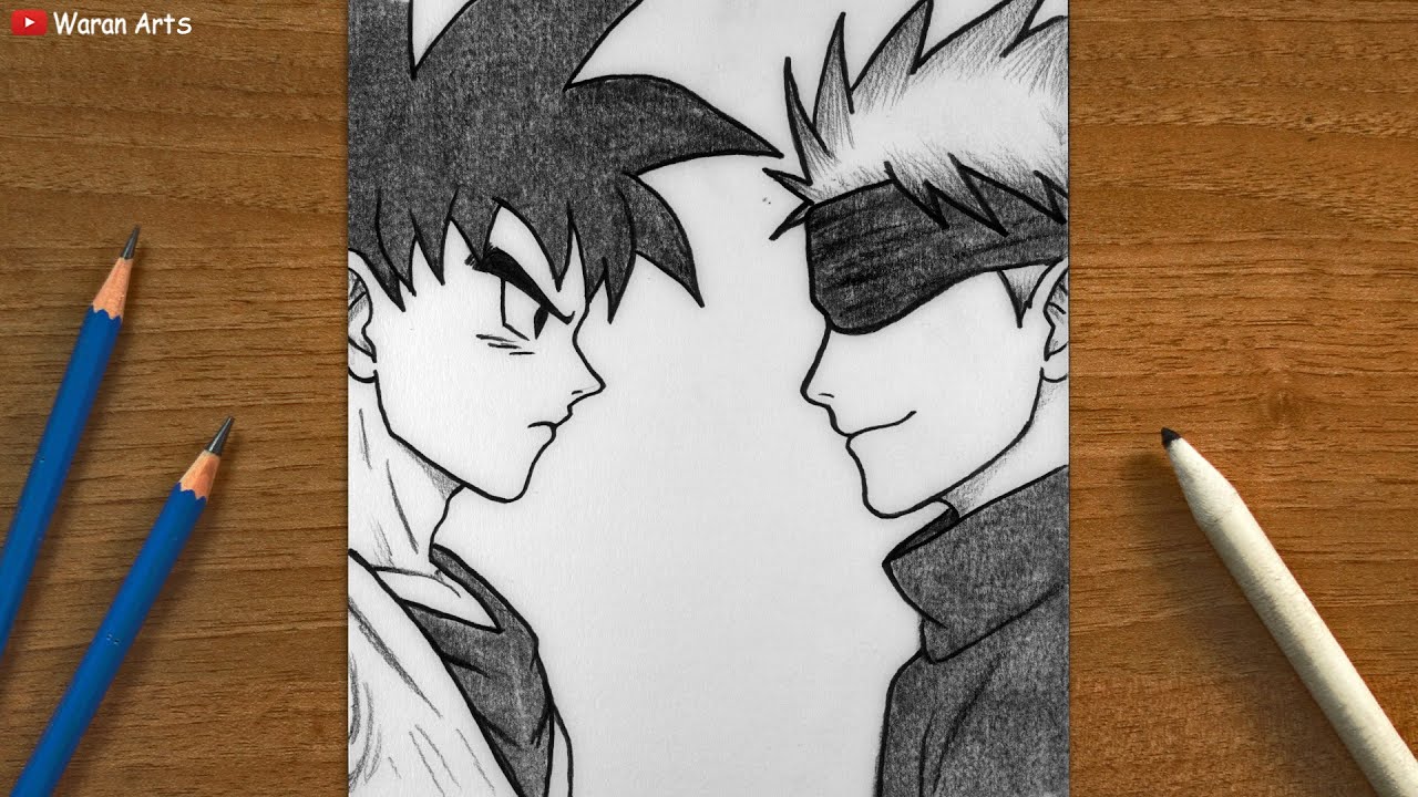 Как рисовать Гоку и Годзё | Годзё Сатору против Гоку | Аниме-рисунок | Dragon Ball x Jujutsu Kaisen