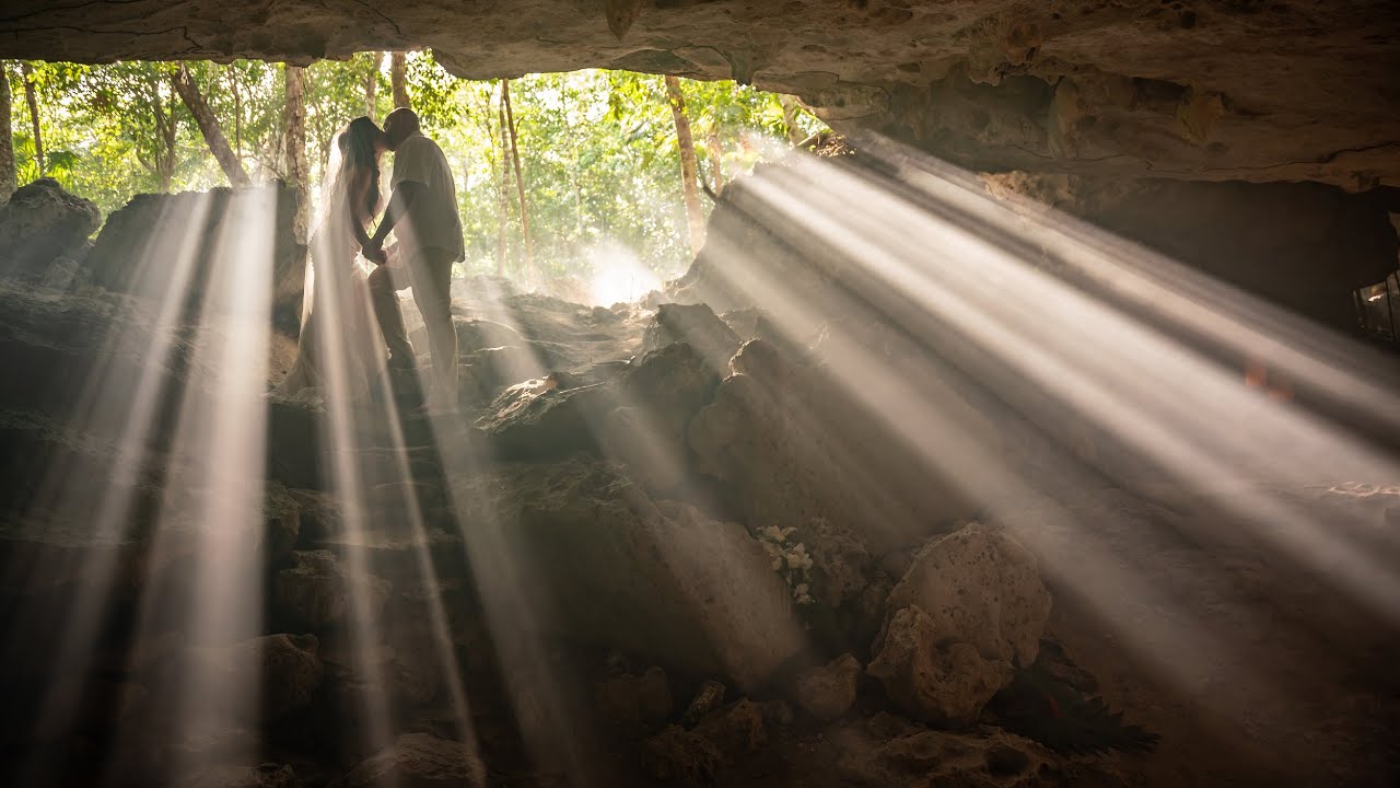 Romantic family cenote wedding ceremony in Mexico by Del Sol Photography