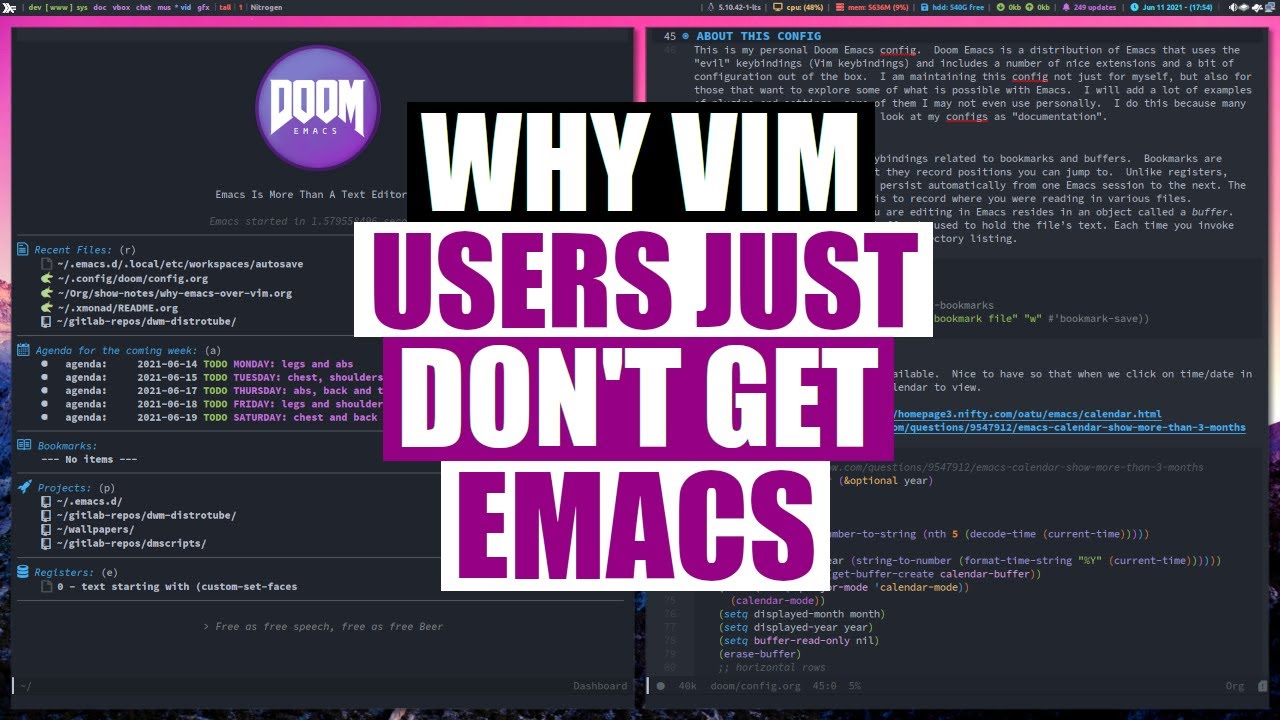 Каковы преимущества Emacs перед Vim?