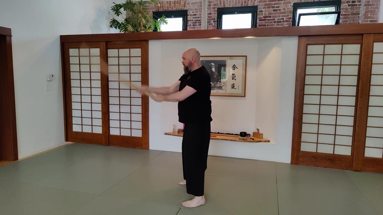 Unbowing the legs and arms to power a sword cut
