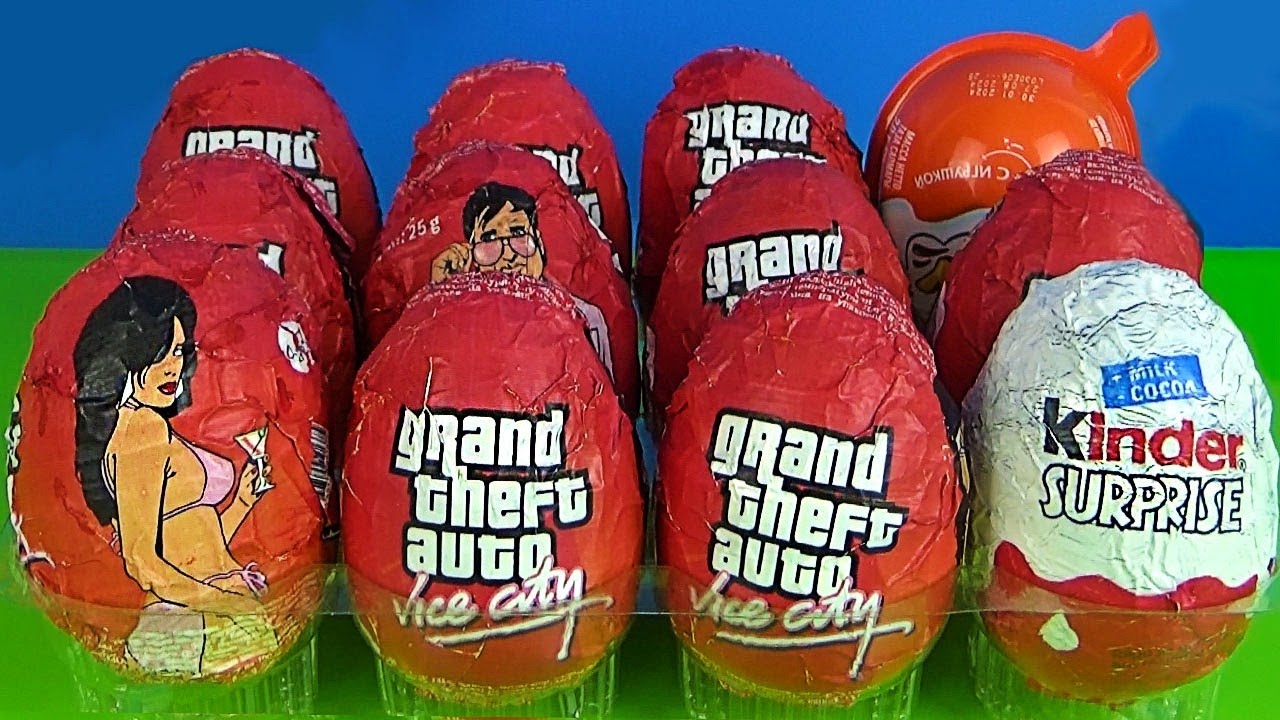 12 GTA VICE CITY Chocholate Surprise Eggs Unboxing