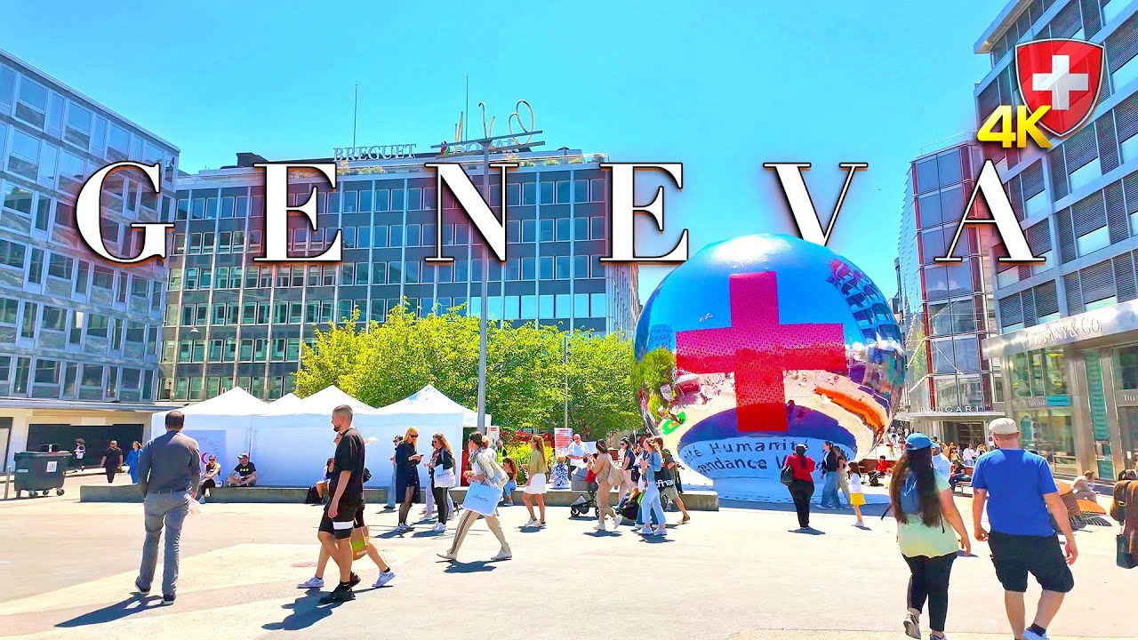 SWITZERLAND GENEVA 🇨🇭 Most cosmopolitan city / Geneva's Central Streets & Embankment of Lake 4K