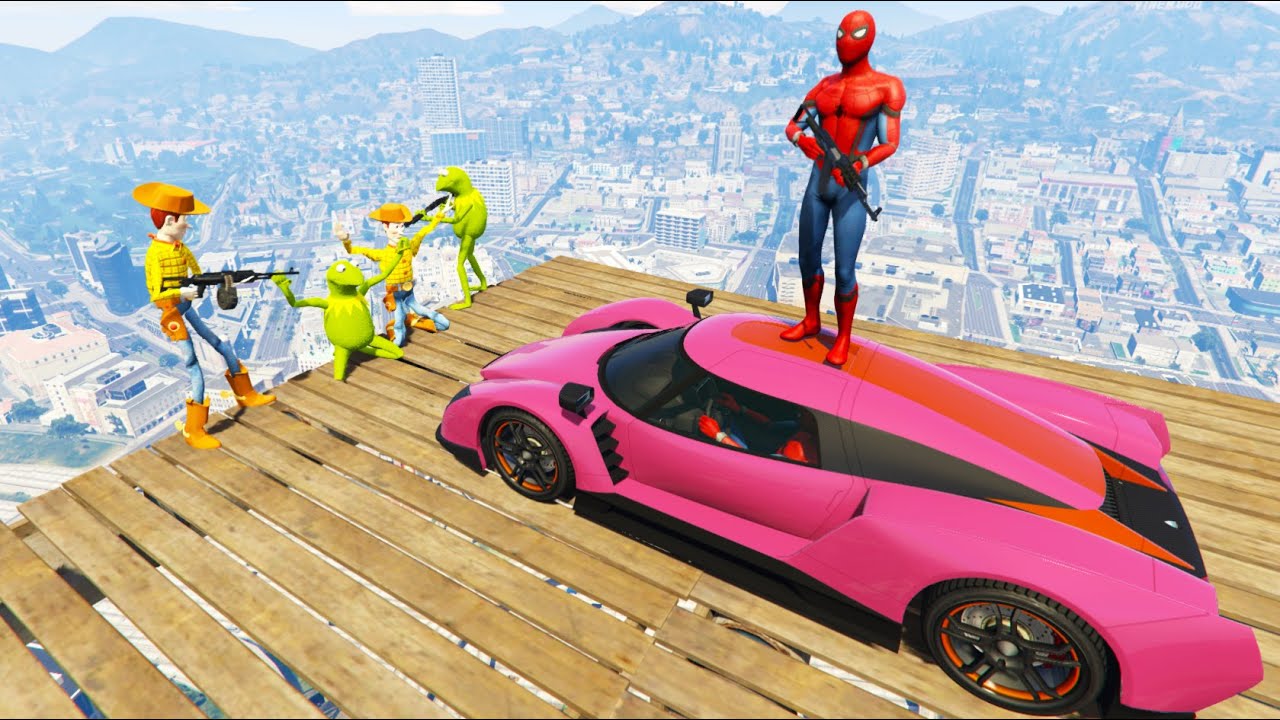 GTA 5 Crazy Ragdolls SPIDERMAN VS WOODY & KERMIT Jumps/Fails | Euphoria Physics | Funny Moments