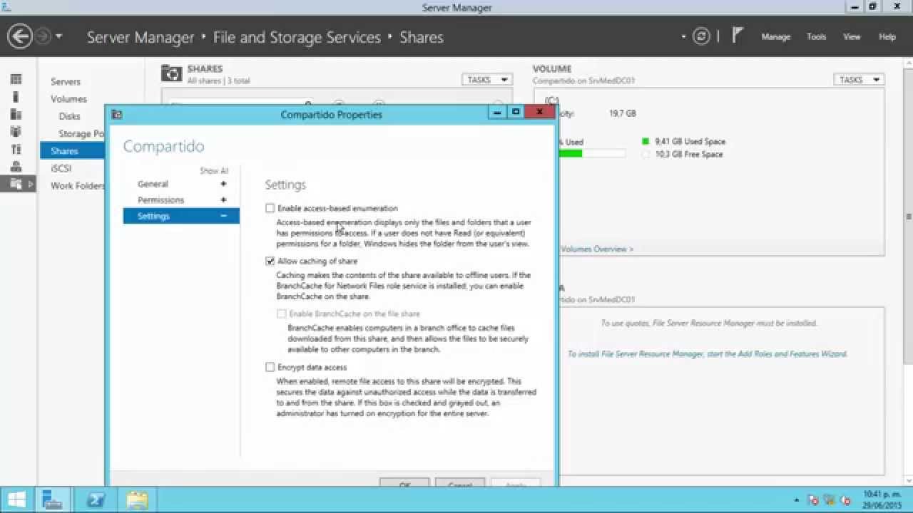 Configurar servidor de archivos en Windows Server 2012