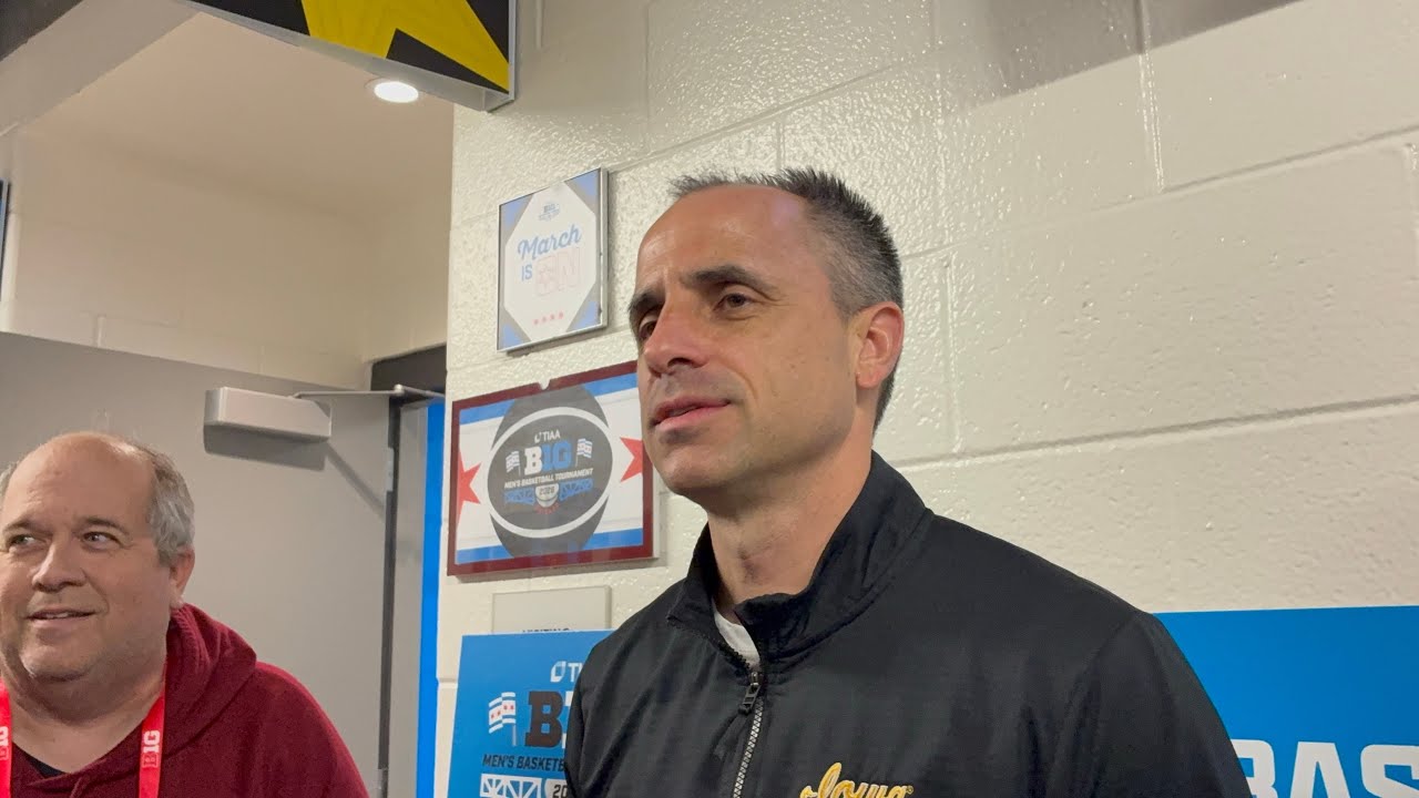 Ben McCollum reacts to Iowa basketball’s win over Maryland
