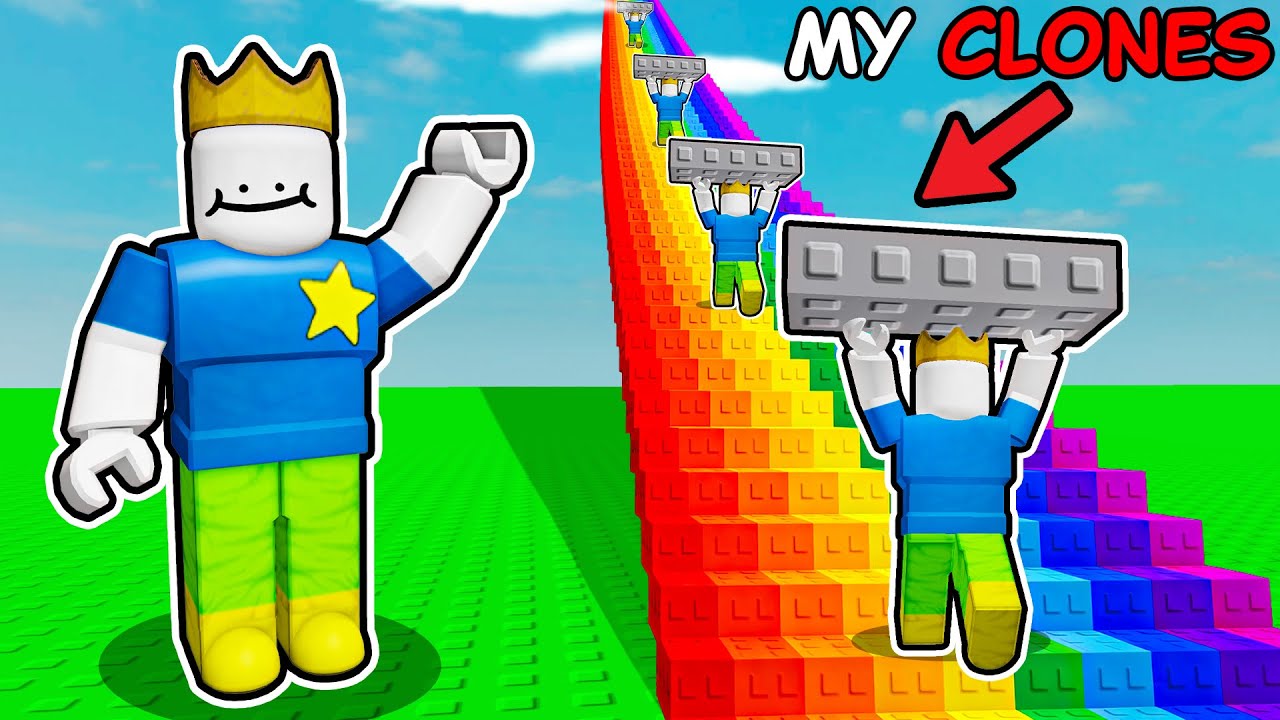 My CLONES build a STAIRWAY TO HEAVEN in Roblox...