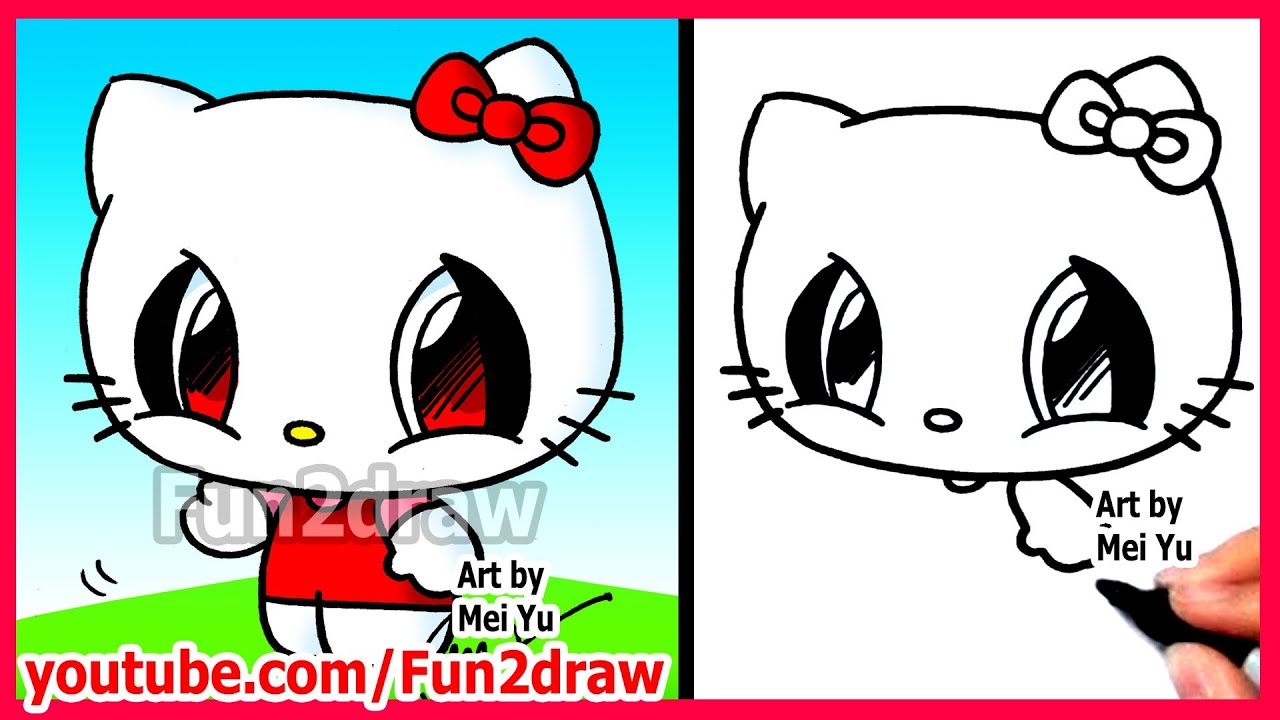 How to Draw Cartoon Characters - Hello Kitty - Fun2draw Easy Drawings | Art Lessons Online Classroom