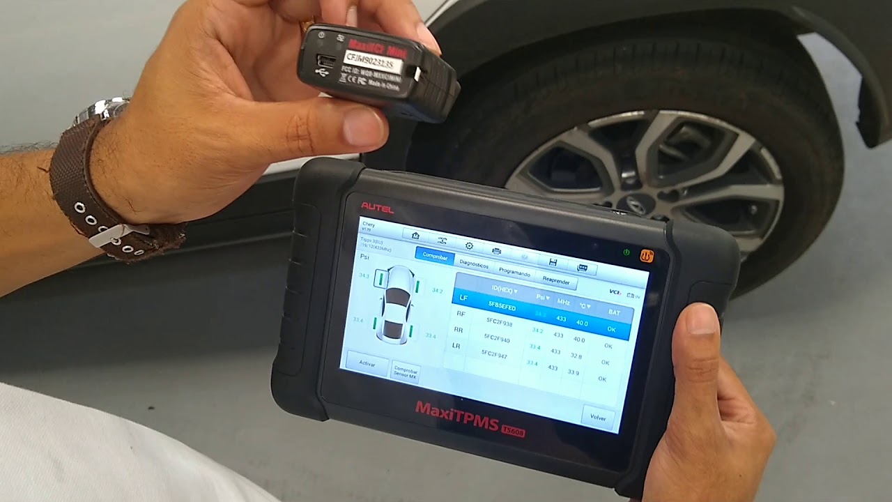 Procedimento de reaprendizado da posição dos sensores tpms Chery, Tiggo3 usando o equipamento autel