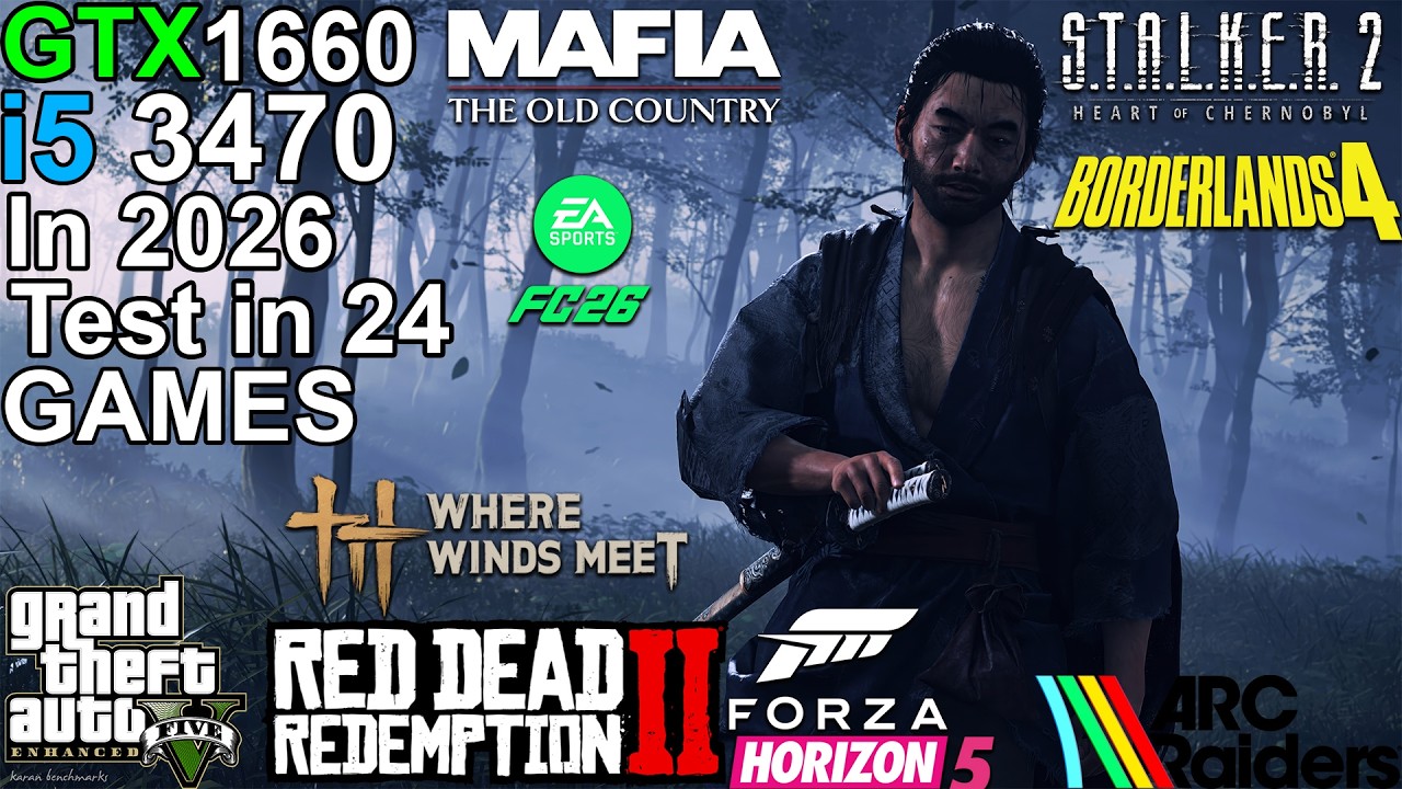 GTX 1660 + i5 3470 in 2026 - Test 24 Games