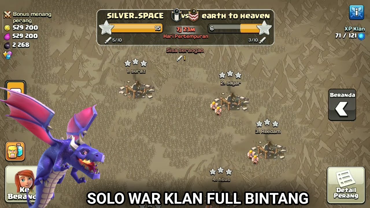 Solo War Th13 & Th12 Rata Pakai Naga | Clash of clans Gameplay