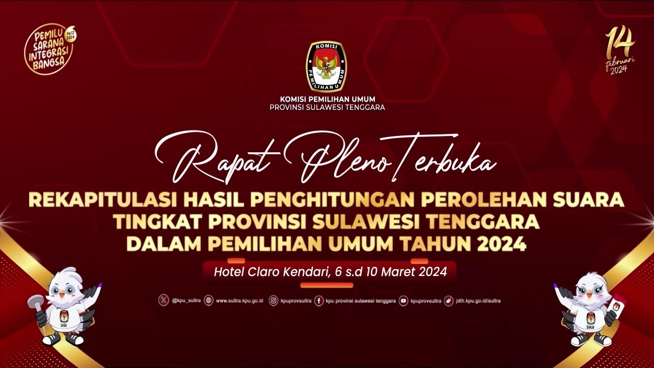 HARI KE-5 RAPAT PLENO REKAPITULASI HASIL PERHITUNGAN PEROLEHAN SUARA TINGKAT PROV SULAWESI TENGGARA