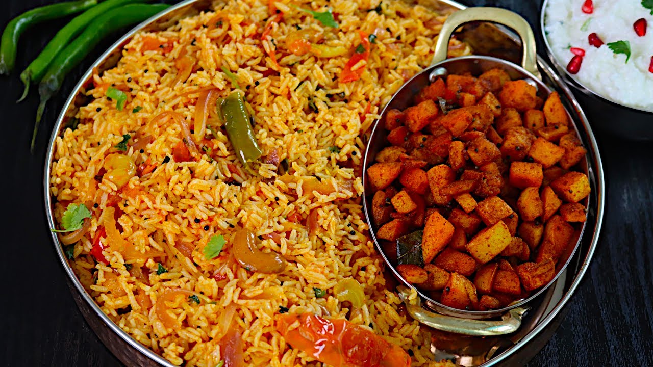 தக்காளி சாதம்,உருளைக்கிழங்கு வறுவல் இப்படி செய்யுங்க /thakkali sadam in tamil / tomato rice in tamil