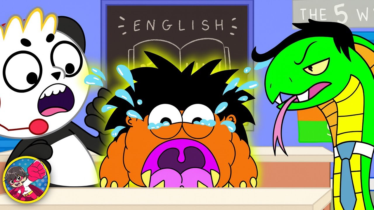 First Day EVER at School! Moe gets help from his friends to learn English!