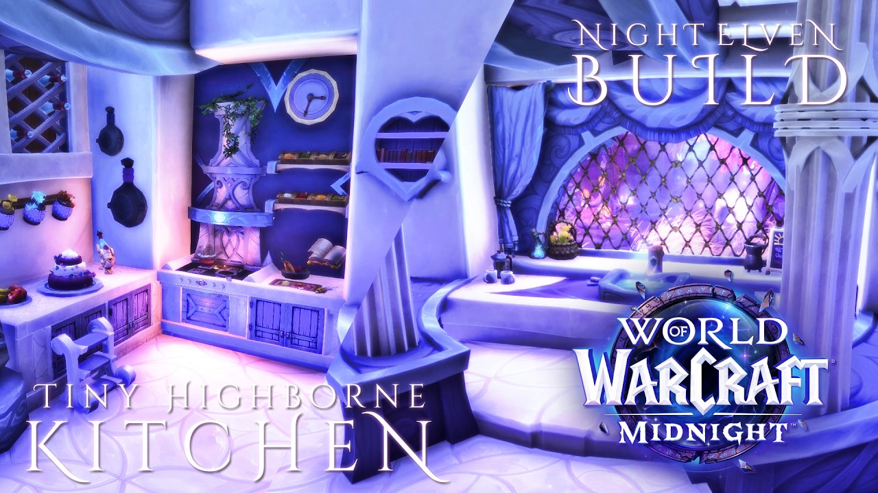 WoW Housing | Tiny Highborne Kitchen | Night Elven Build