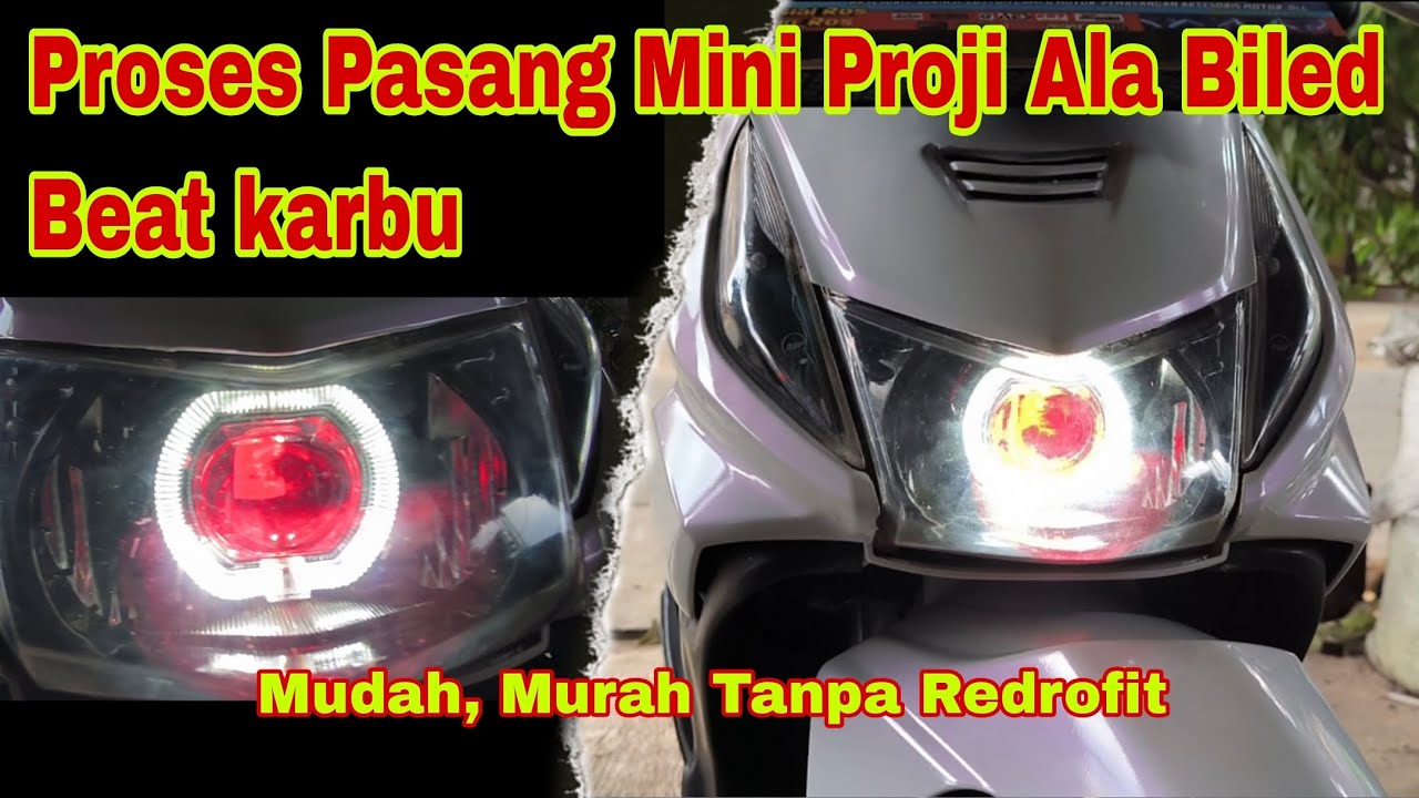 cara pasang lampu LED proji ala biled di Honda beat Karbu. lengkap dengan jalur pasang relay lampu