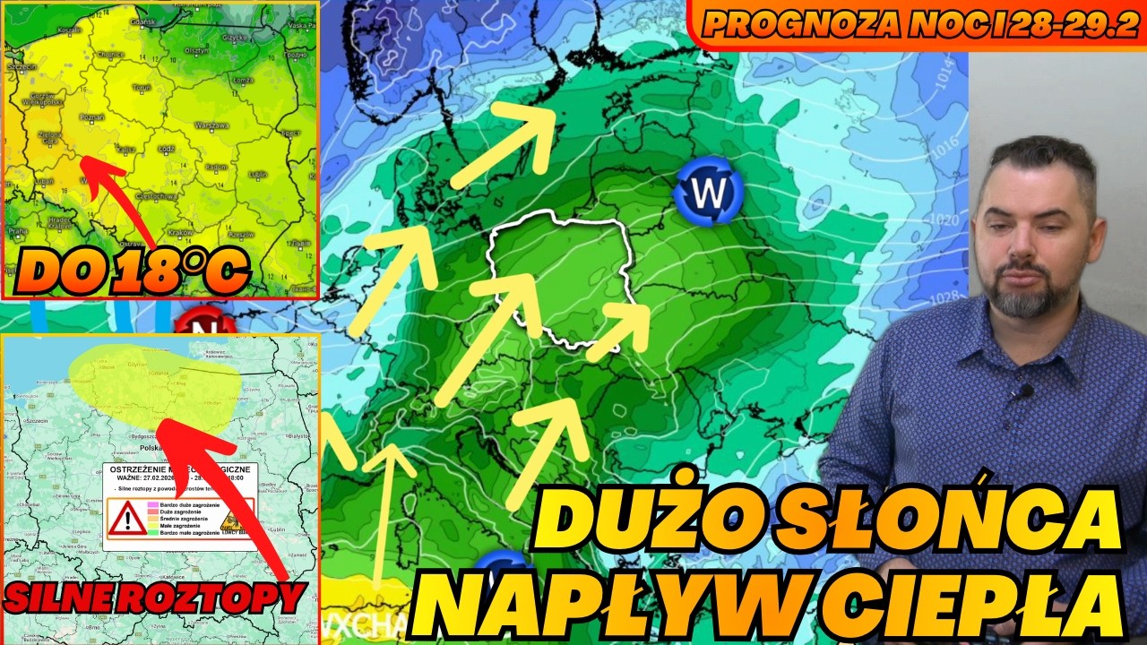 Słoneczna i ciepła sobota. Do 18°C na zachodzie. Silne roztopy na północnym wschodzie.  Prognoza