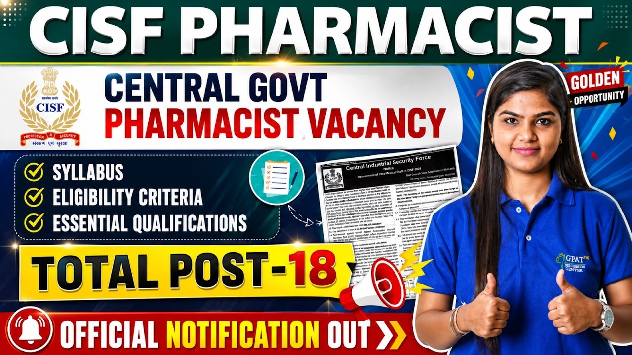 CISF ASI Pharmacist Recruitment 2026 | 18 Vacancies, Salary, Eligibility & Complete Details