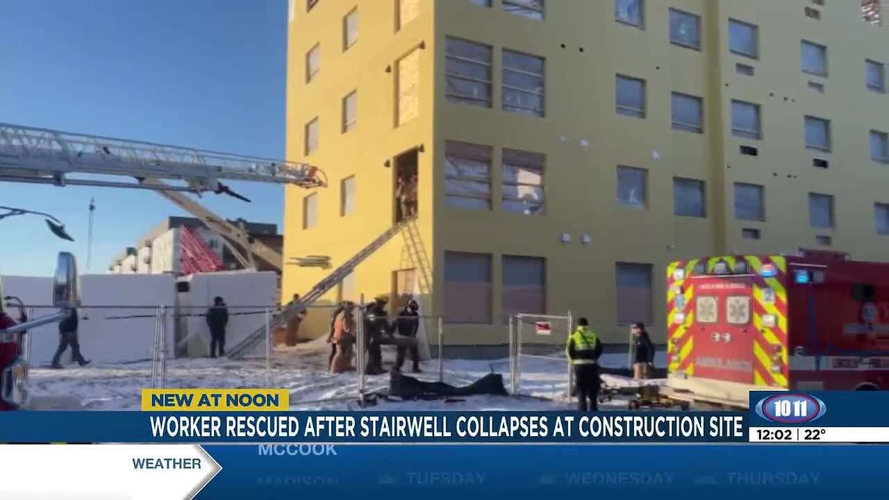 Worker rescued after staircase collapses at Lincoln construction site
