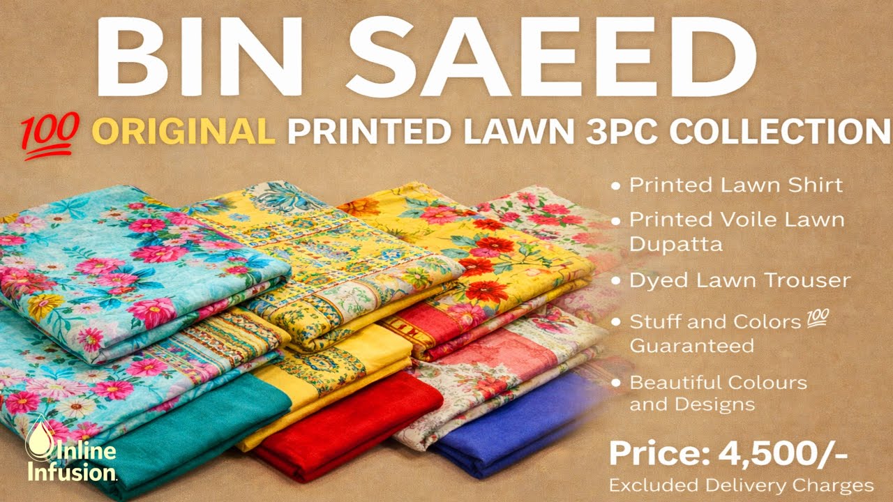 Bin Saeed 💯 Original Soft Printed Lawn 3PC Collection | Stylish Lawn 2026 @InlineInfusion 