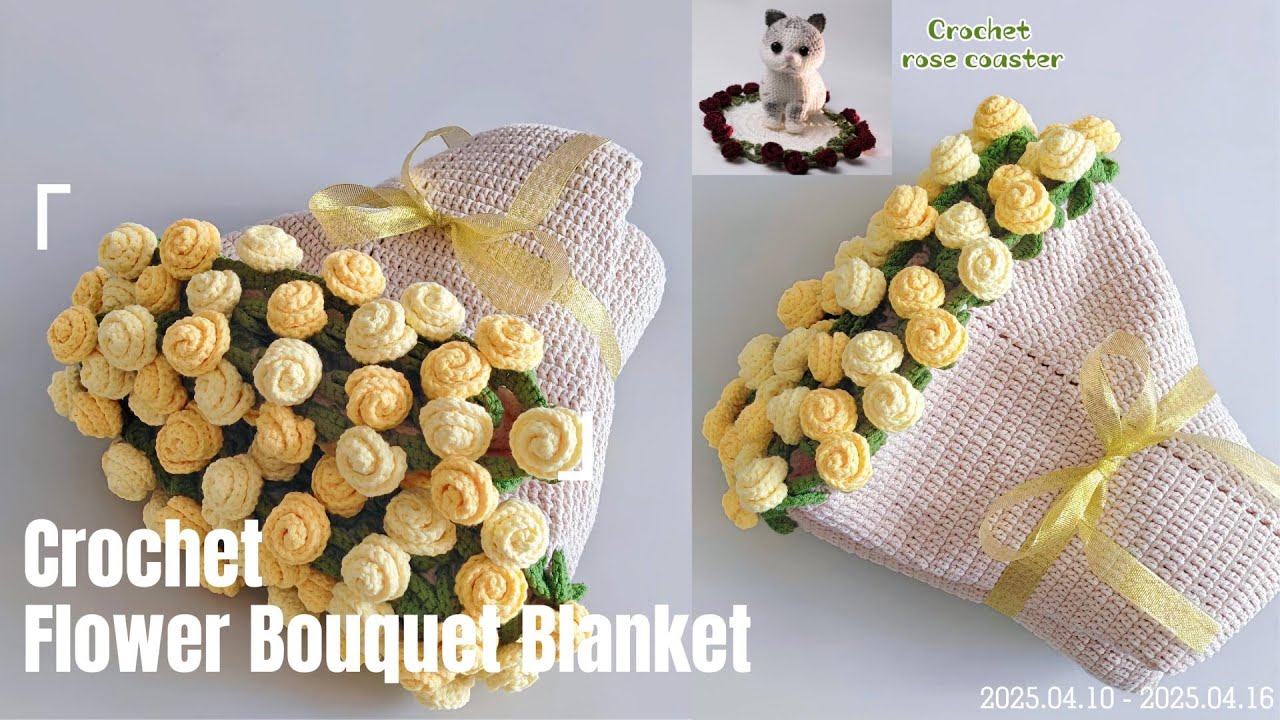 Crochet Rose Bouquet Coaster (Same Technique as the Blanket!)| Beginner Friendly Tutorial #crochet